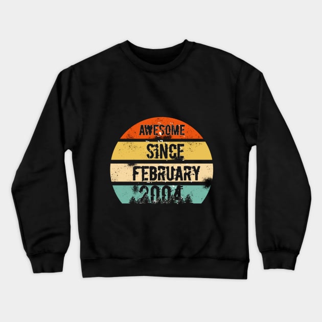 Awesome Since February 2004 16 year old T-Shirt gift Idea funny birthday Crewneck Sweatshirt by FouadBelbachir46